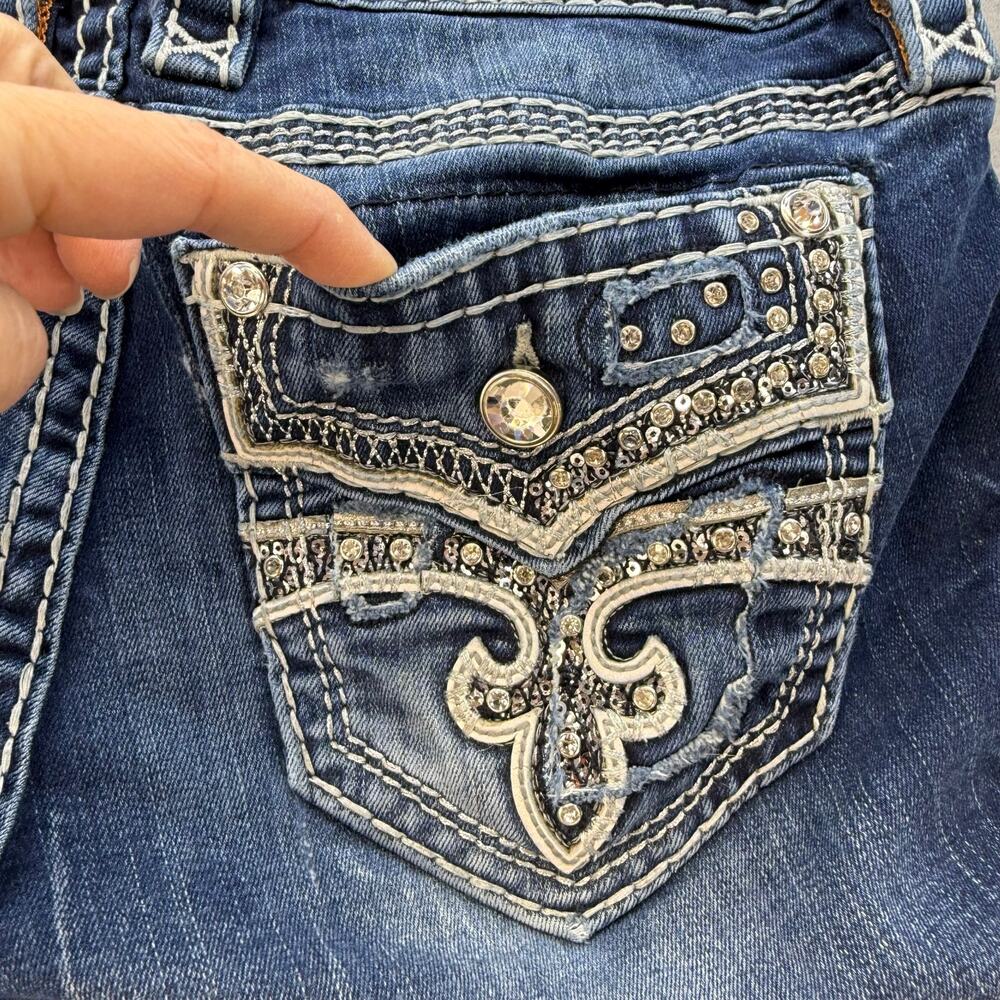 Rock Revival Jeans Women's 27 (4) Blue Celinda Mid-Rise Boot Embellished EUC - Picture 4 of 16